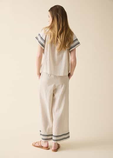 DONNA Jacquardmönstrade byxor  - Beige 3 - Indiska