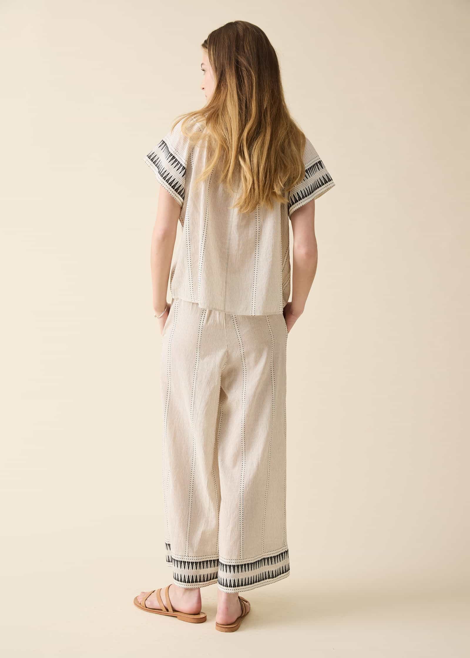 DONNA Jacquardmönstrade byxor  - Beige 3 - Indiska