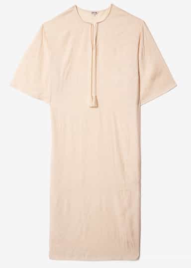 ADIL  Jaqcuard vevd kaftan - Beige 1 - Indiska
