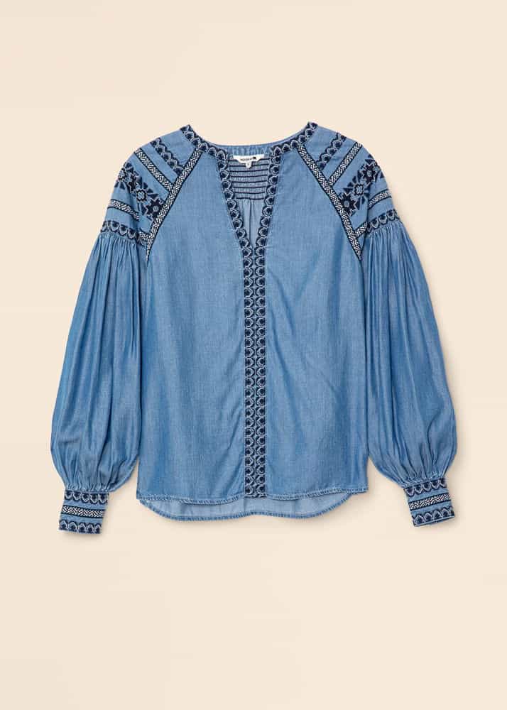 MARYLIN Blå broderad blus - Blå 5 - Indiska