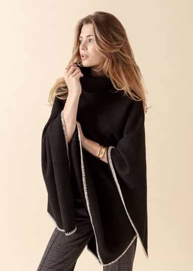 LISELOTT Svart poncho - Svart 1 - Indiska