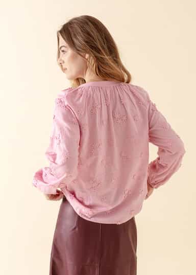 LIMA Rosa broderad bomullsblus - Rosa 3 - Indiska