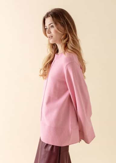 LAURA Stickad tröja med vid ärm - Rosa 4 - Indiska