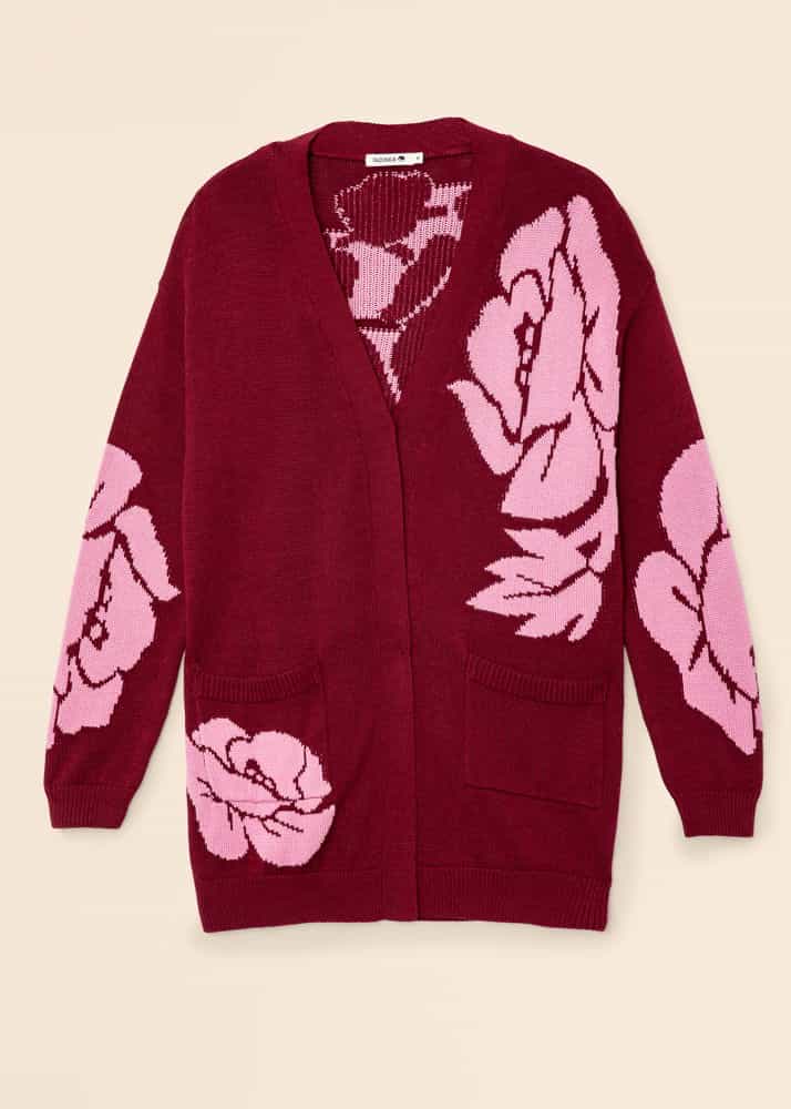 Flower Blomstret cardigan - Rød 5 - Indiska