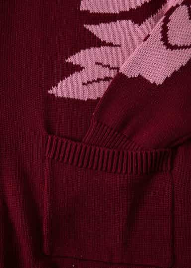 Flower Blomstret cardigan - Rød 6 - Indiska