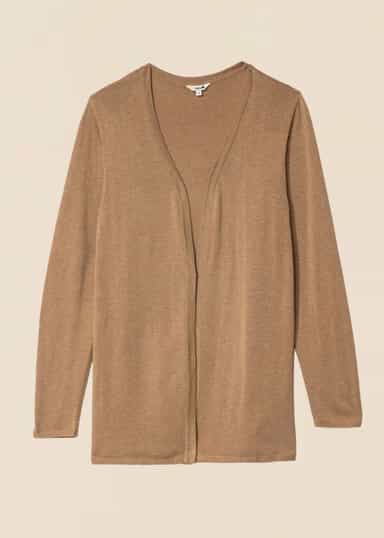 Pernilla Ensfarget strikket cardigan - Beige 1 - Indiska