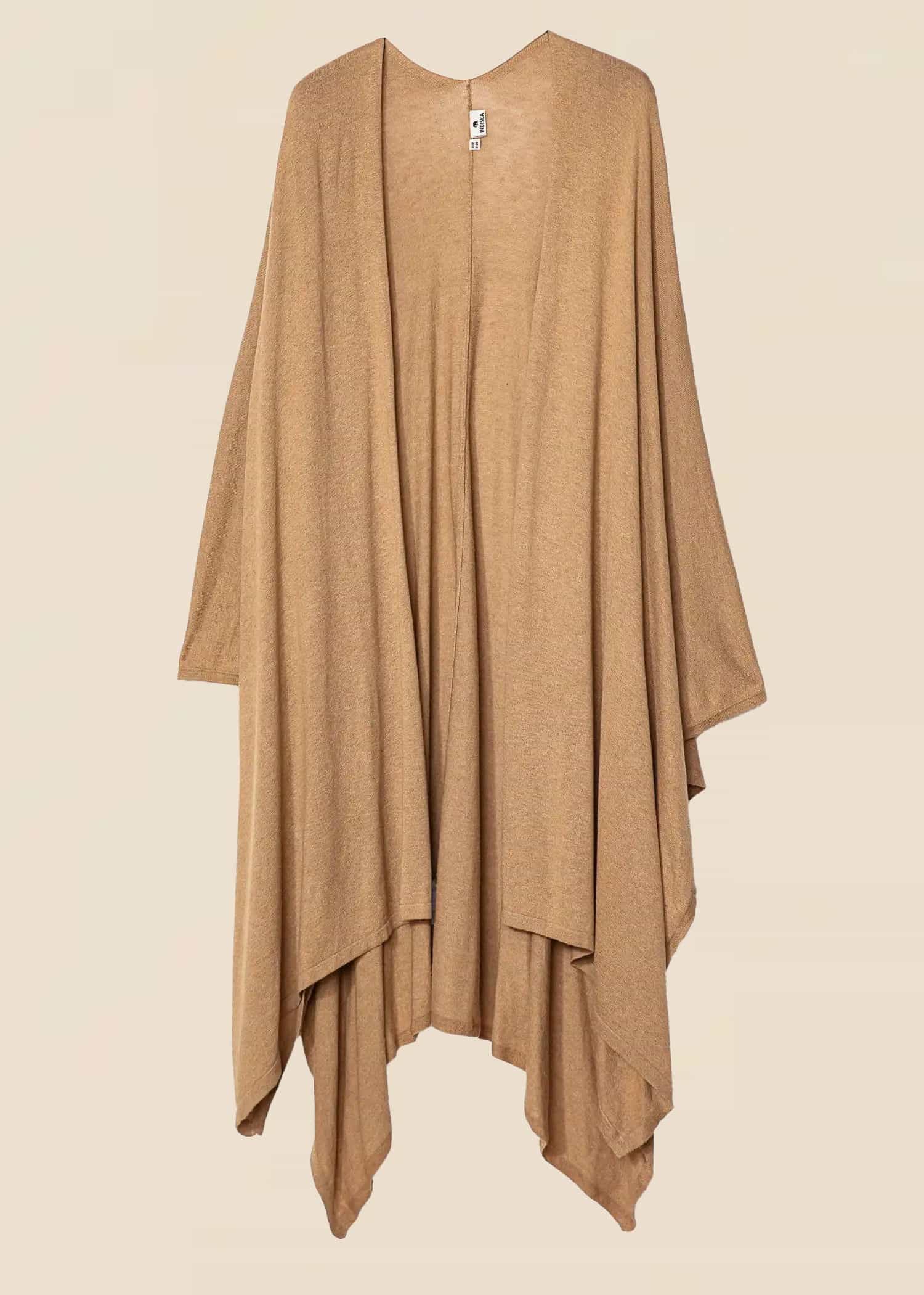 KARIN Poncho i bomull & viskos - Beige 1 - Indiska