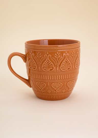 XL Mönstrad XL-mugg i stengods - Orange 1 - Indiska