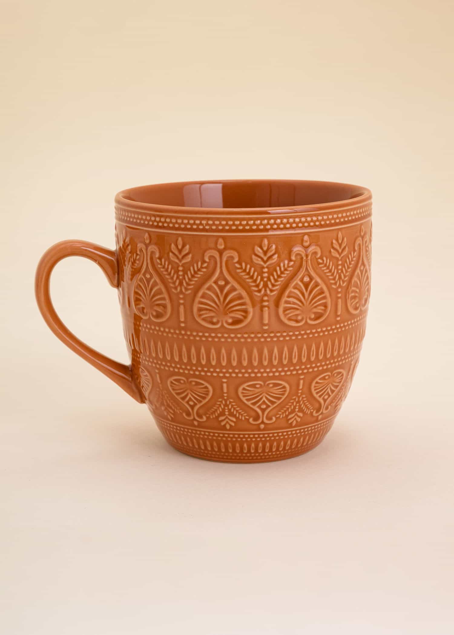 XL Mönstrad XL-mugg i stengods - Orange 1 - Indiska