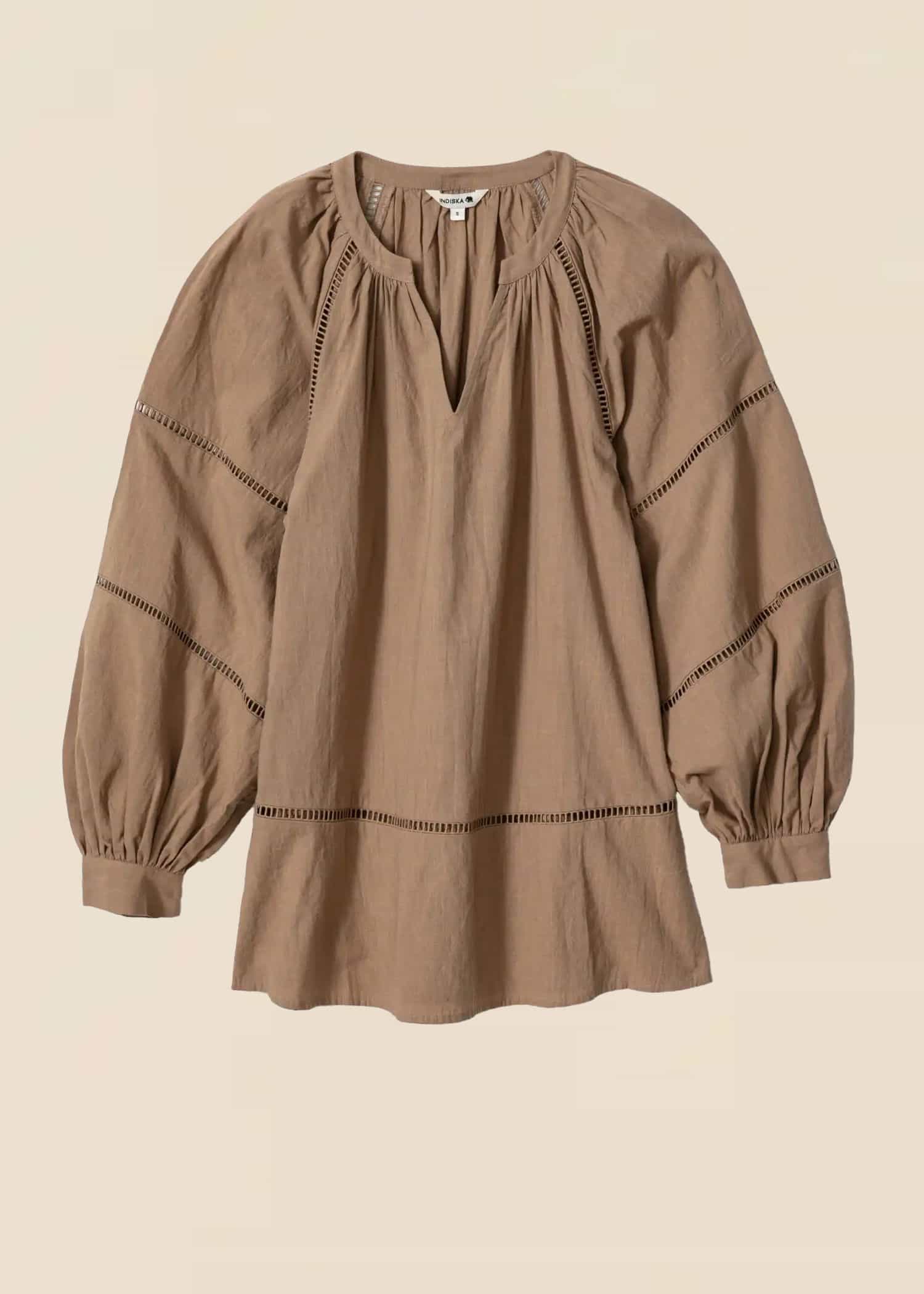 Taytum Brun bomullsblus - Beige 1 - Indiska