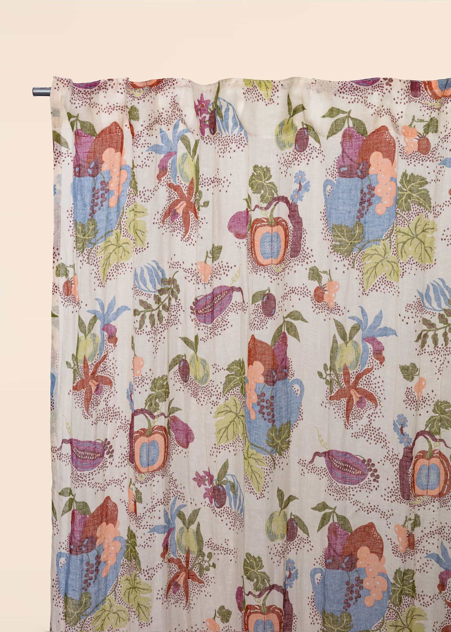 Lin Mønstret gardin 300x120 cm - Multi 1 - Indiska