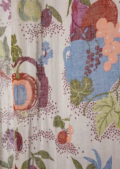 Lin Mønstret gardin 300x120 cm - Multi 2 - Indiska