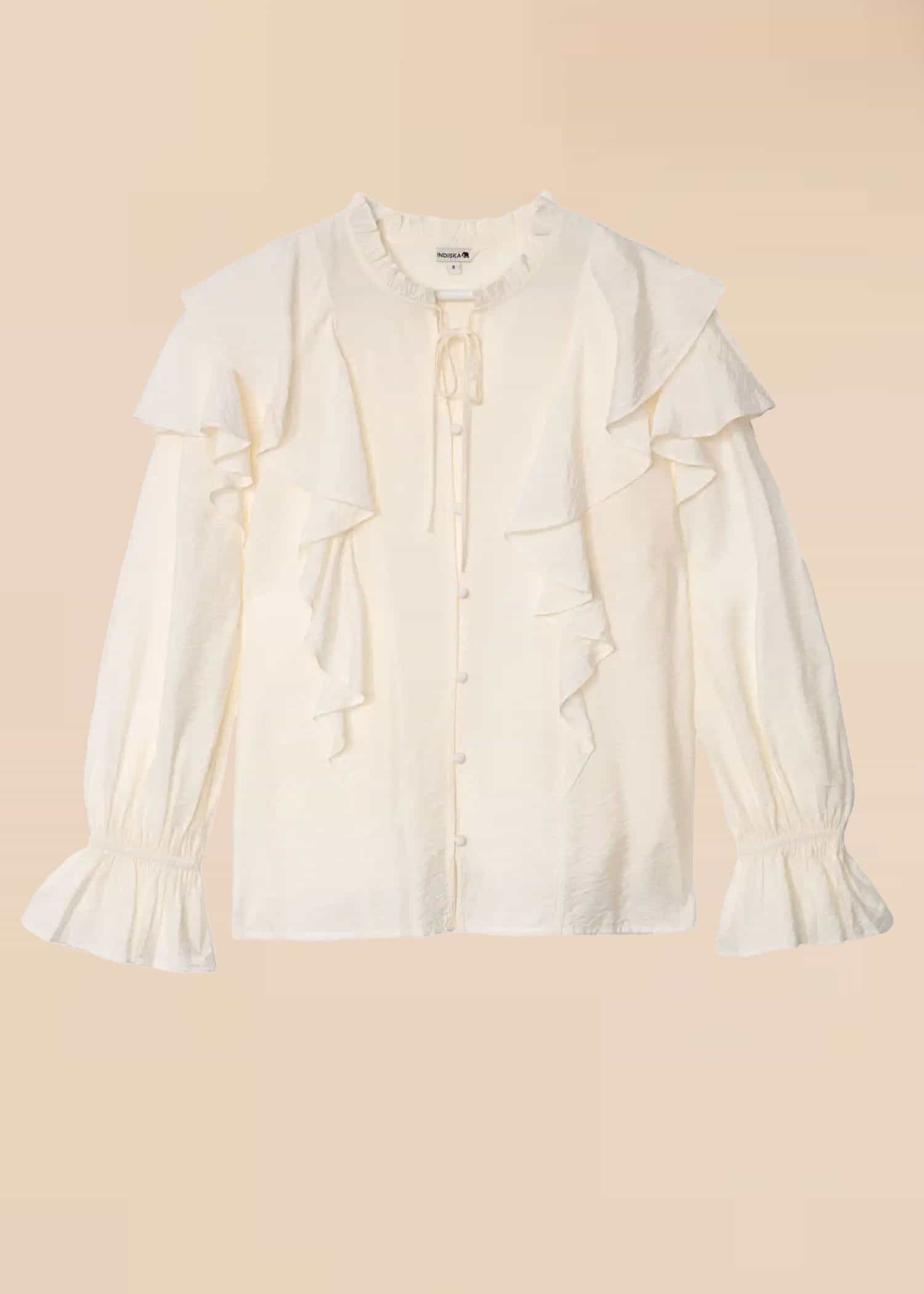 ALIZIA Vit blus med volang - Vit 1 - Indiska