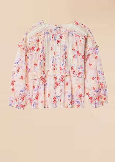 BLAIR Mønstret bluse med puffermer - Rosa 1 - Indiska