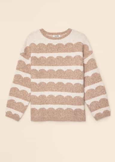 AMELIA Stickad mönstrad tröja - Beige 1 - Indiska