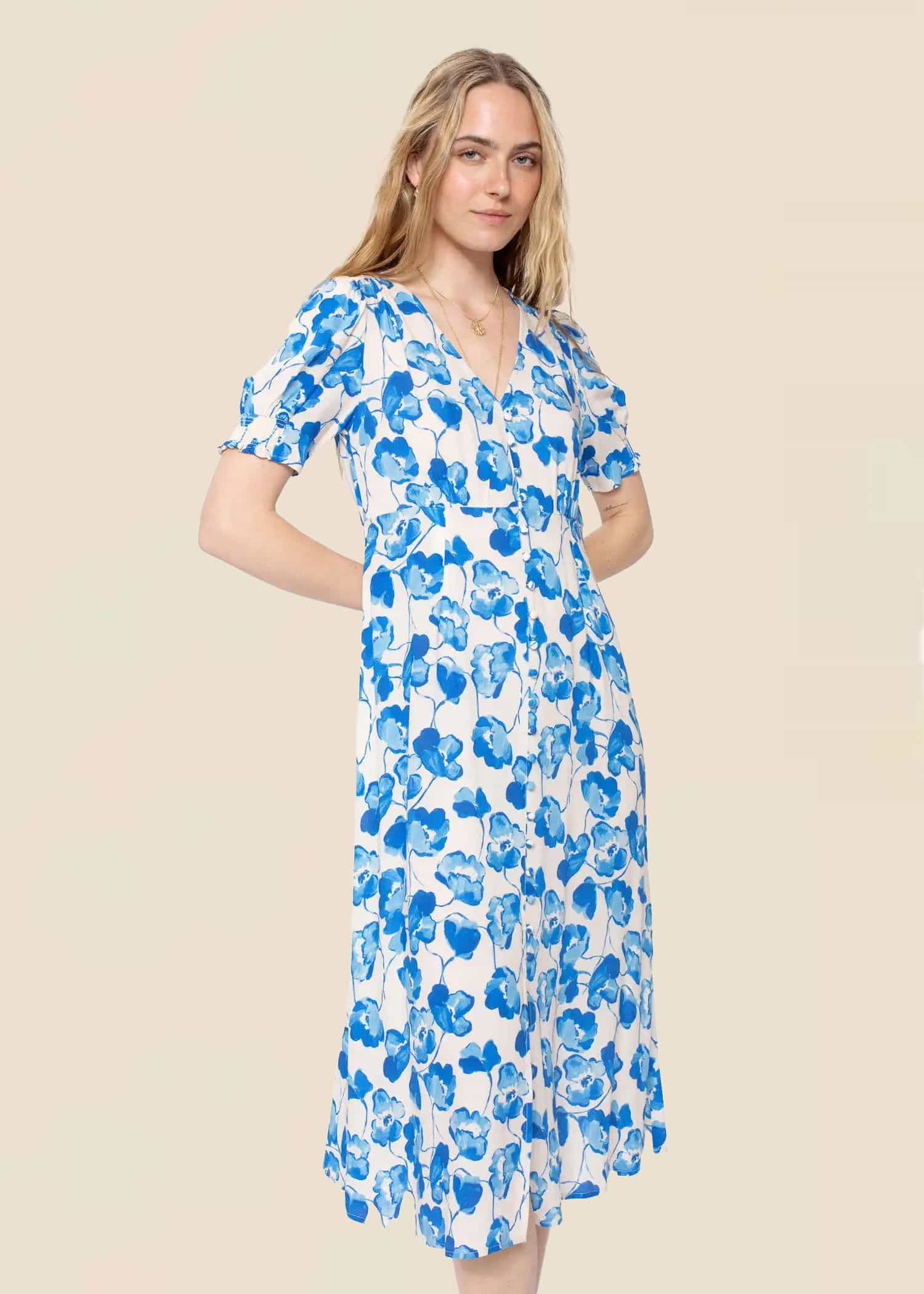 ENYA Kukallinen puhvihihainen mekko - Sininen 1 - Indiska