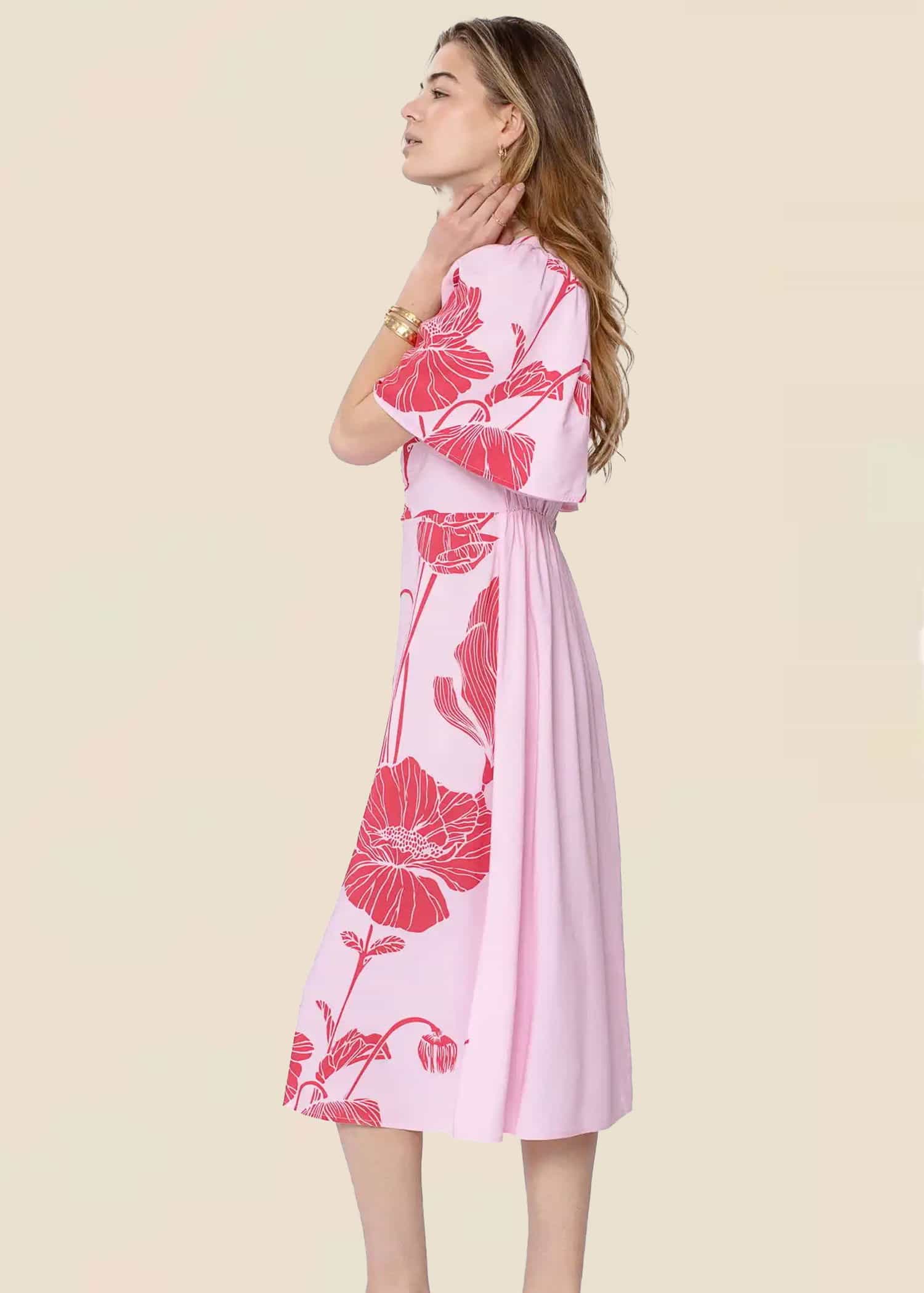 ELLA Lång blommig klänning - Rosa 1 - Indiska