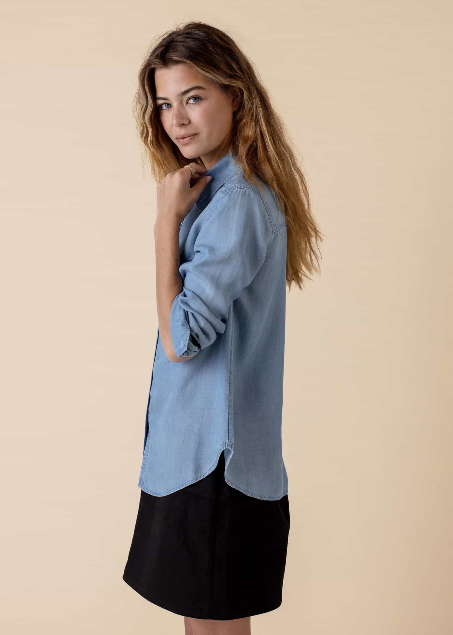 KIENNA Shirt in tencel lyocell - Blå 5 - Indiska