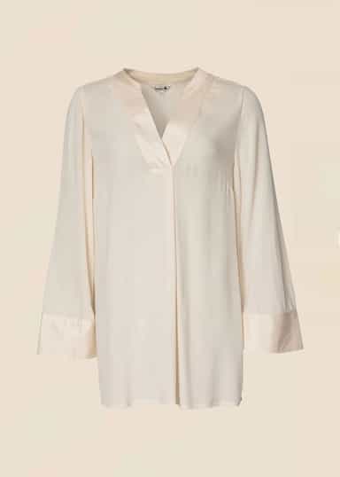 HIBO Ensfarget satengtunika - Beige 1 - Indiska