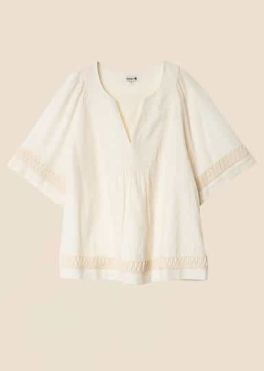 MELISSA Bluse med V-hals - Hvit 1 - Indiska