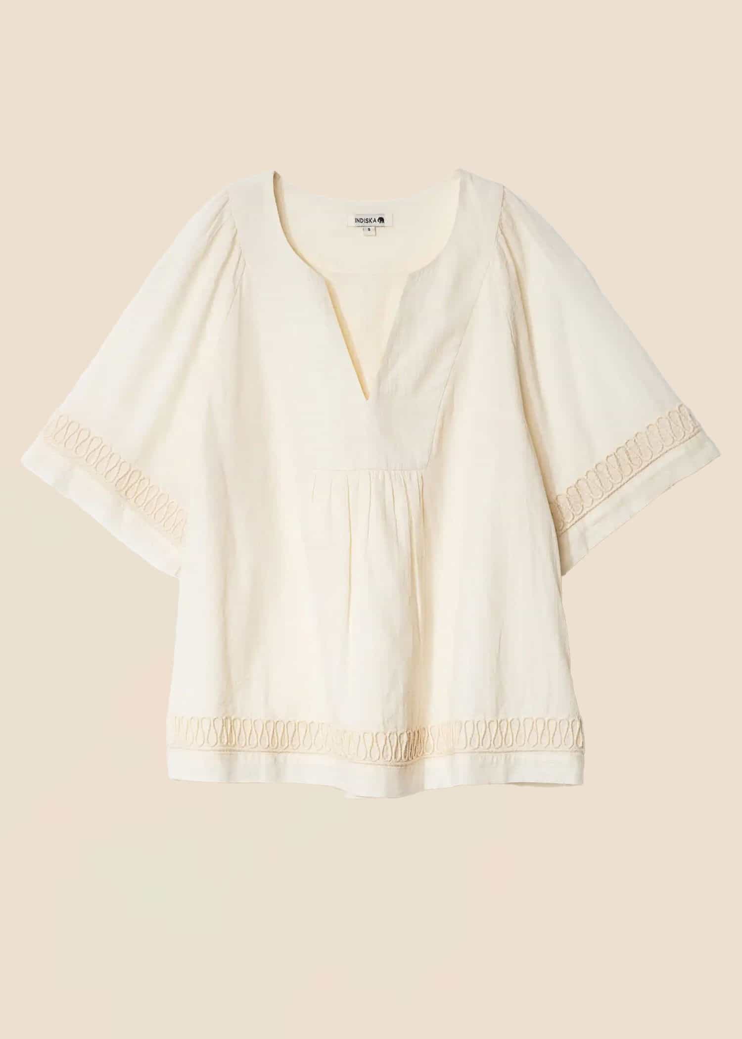 MELISSA Bluse med V-hals - Hvit 1 - Indiska