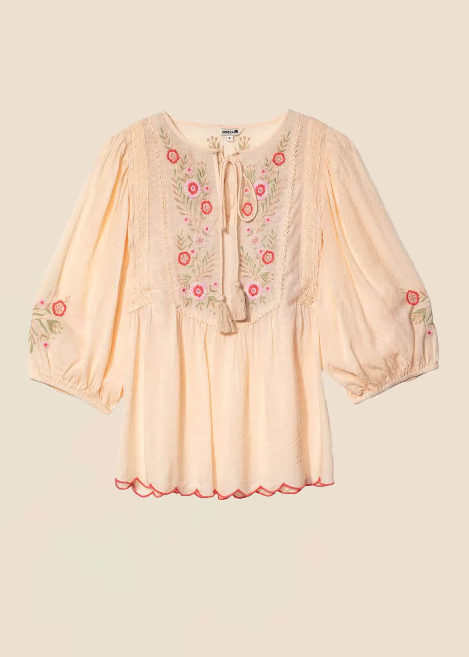 JULIETTE Brodert bluse - Rosa 1 - Indiska