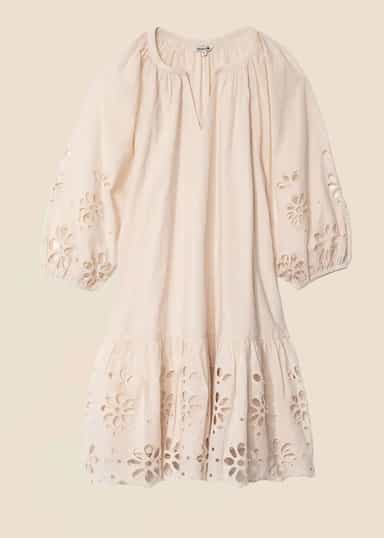 NALA Beige broderie anglaise -mekko - Beige 1 - Indiska