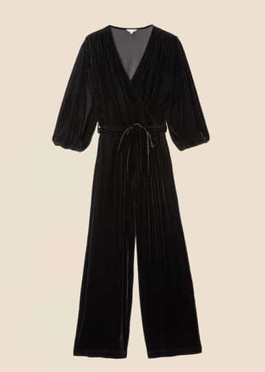 SELMA Svart byxdress i velour - Svart 1 - Indiska