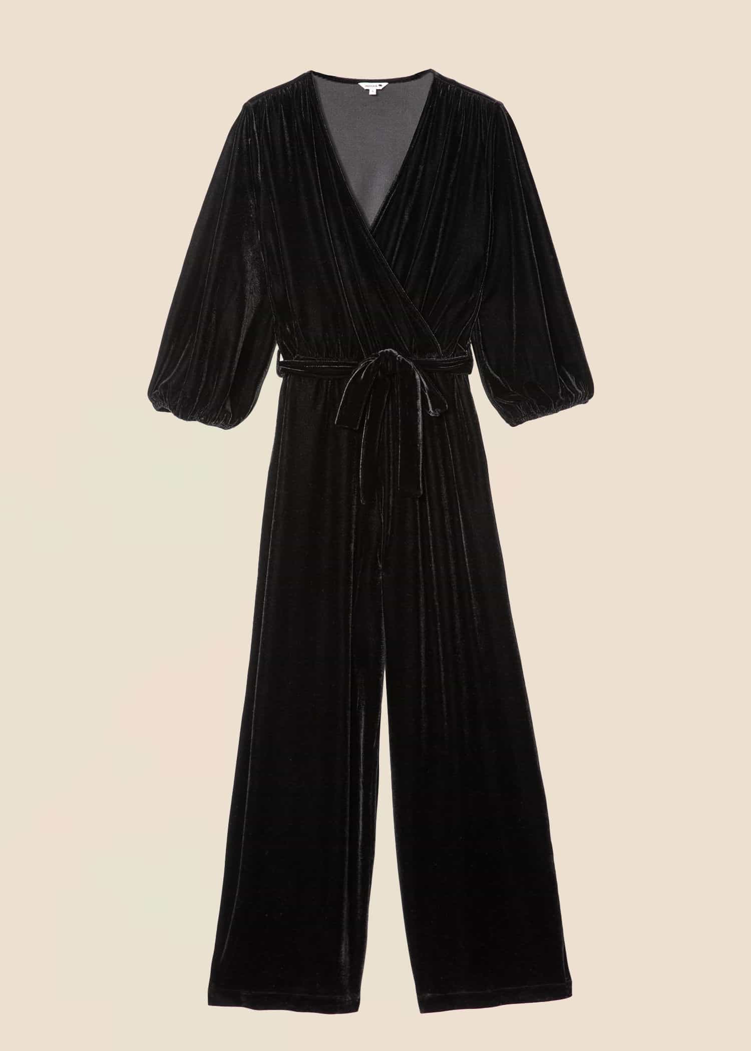 SELMA Svart byxdress i velour - Svart 1 - Indiska