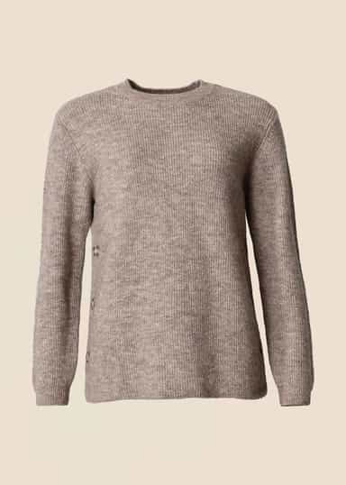 RIED Strikket genser med sideknapper - Beige 1 - Indiska
