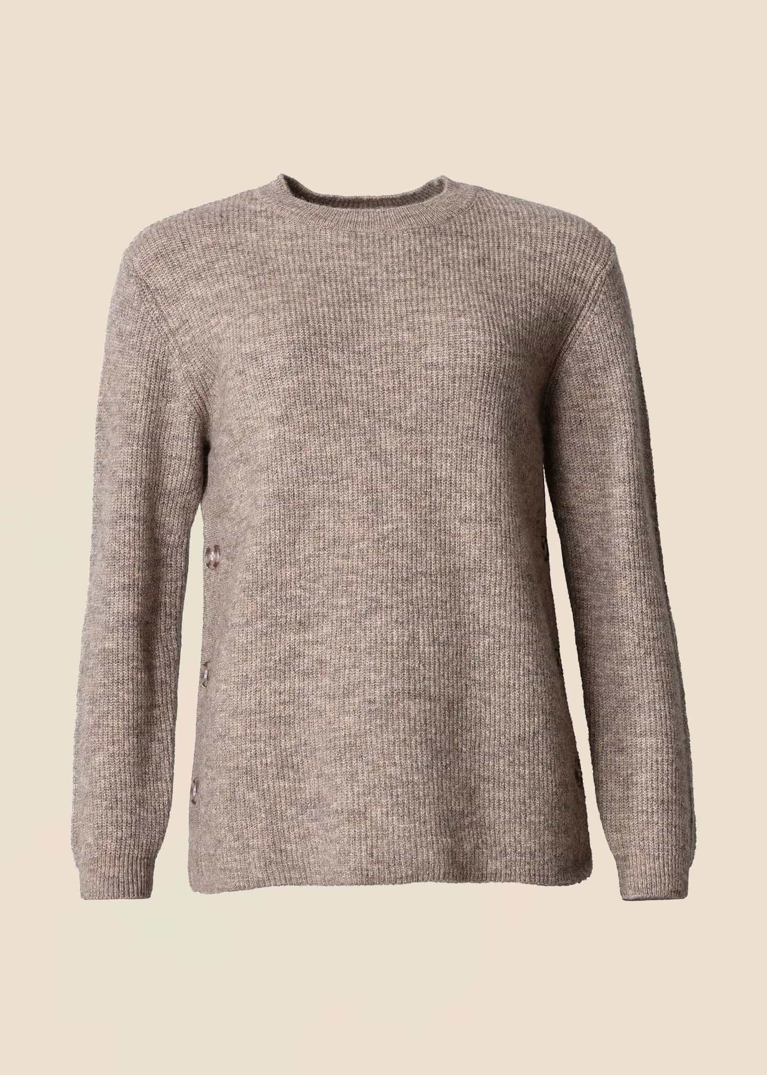RIED Strikket genser med sideknapper - Beige 1 - Indiska