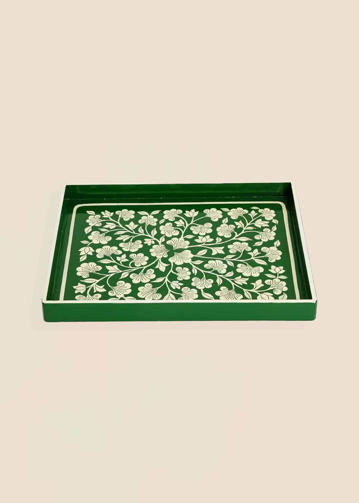 Handpainted Pieni käsin maalattu tarjotin - Vihreä 1 - Indiska