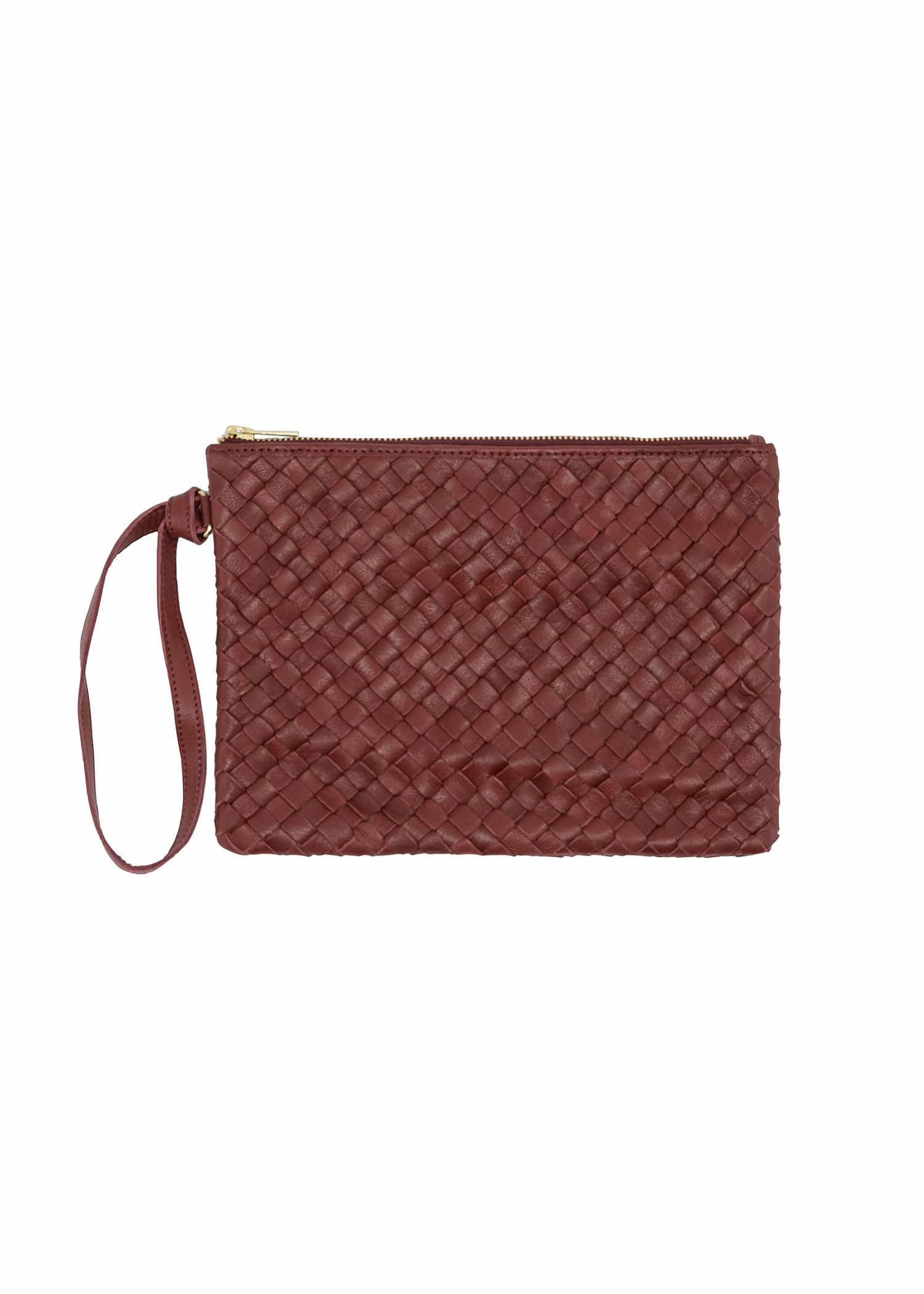 WEAVED Vävd läderclutch - Röd 1 - Indiska