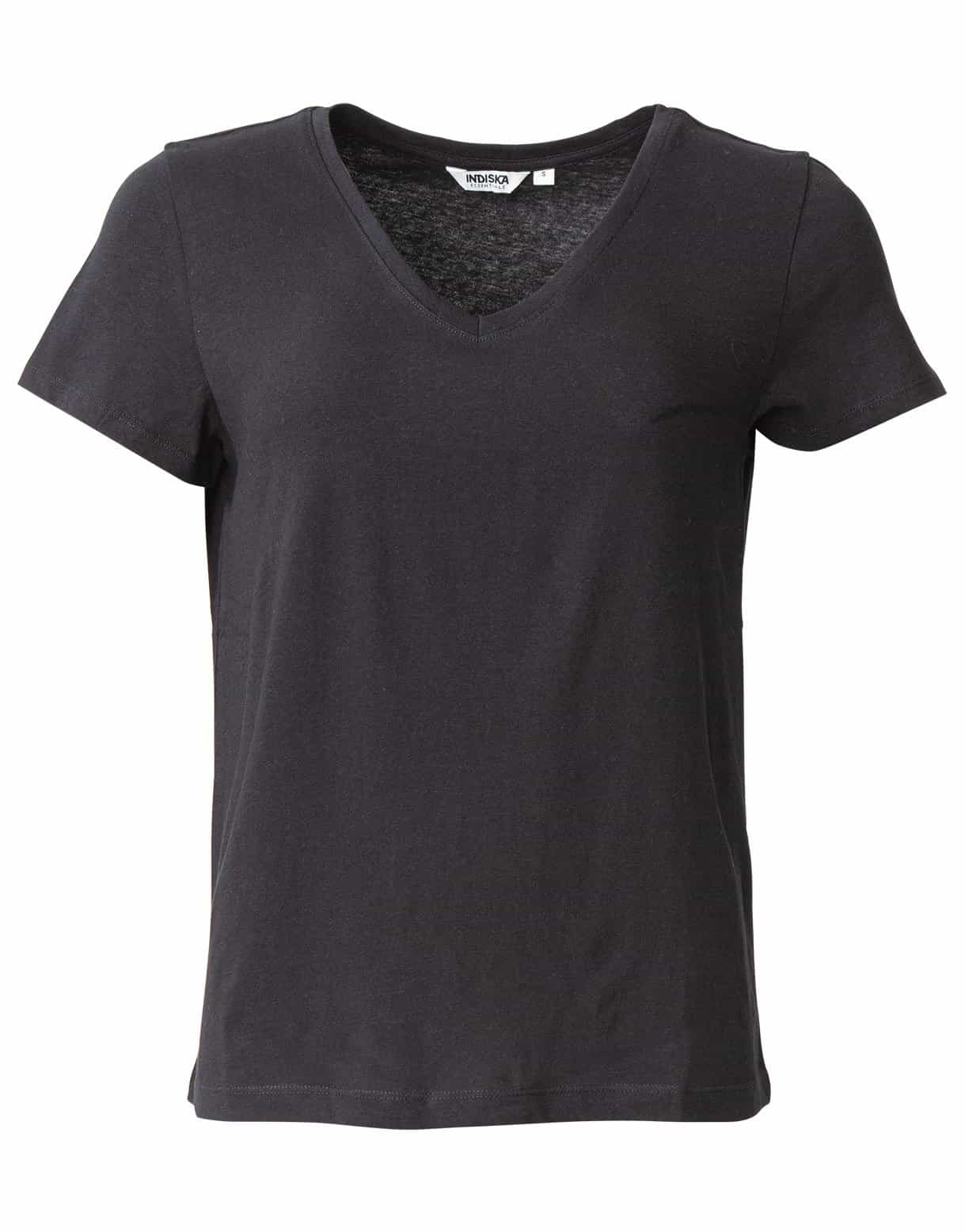 MATHILDA V-ringad bomulls t-shirt - Svart 4 - Indiska