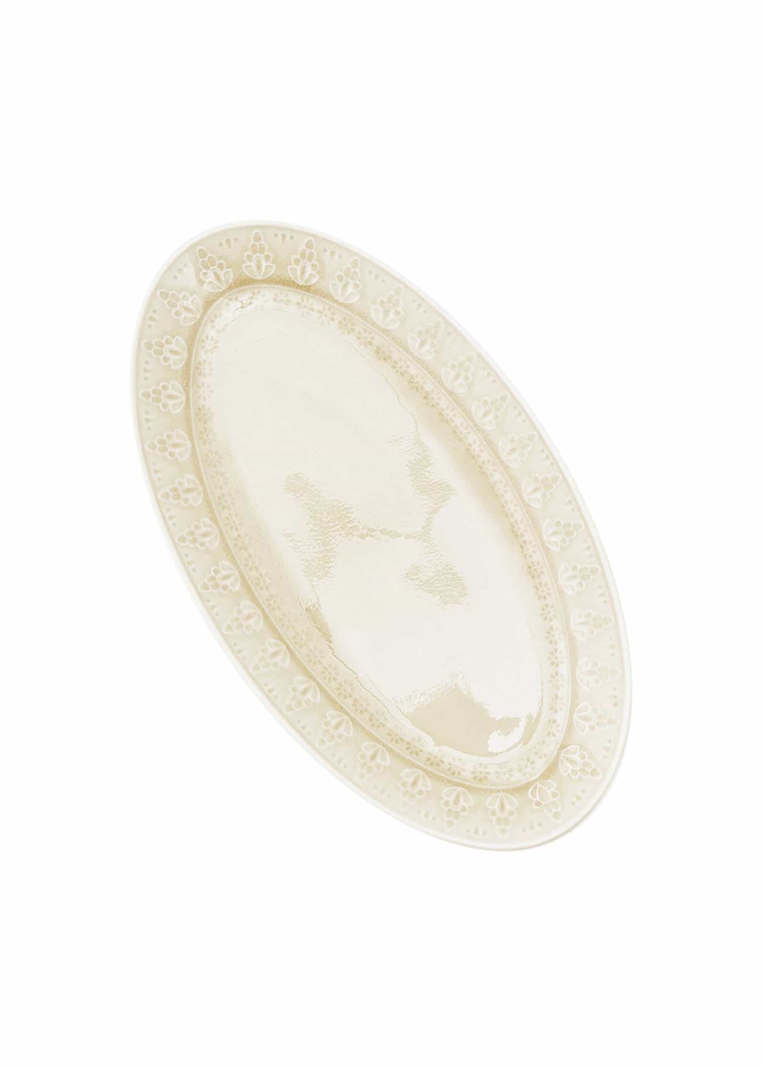 CHENNAI Ovalt serveringsfat i stengods - Beige 1 - Indiska