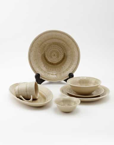 CHENNAI Ovalt serveringsfat i stengods - Beige 2 - Indiska