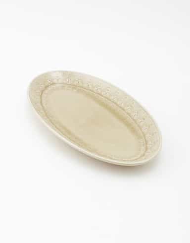 CHENNAI Ovalt serveringsfat i stengods - Beige 3 - Indiska