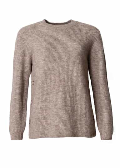 RIED Stickad tröja med knappar - Beige 1 - Indiska