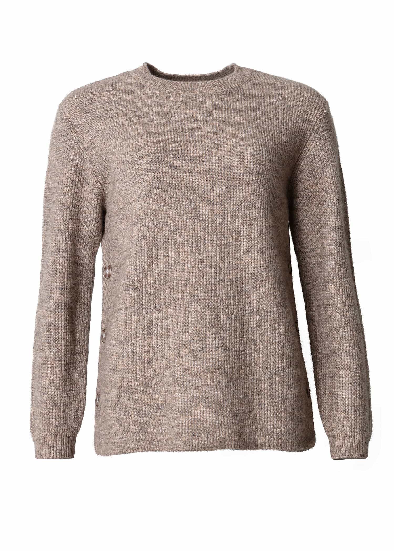 RIED Stickad tröja med knappar - Beige 1 - Indiska