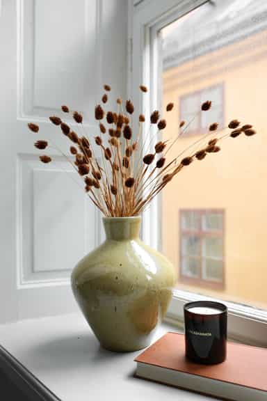 JAYA Glasert vase i steintøy - Beige 2 - Indiska