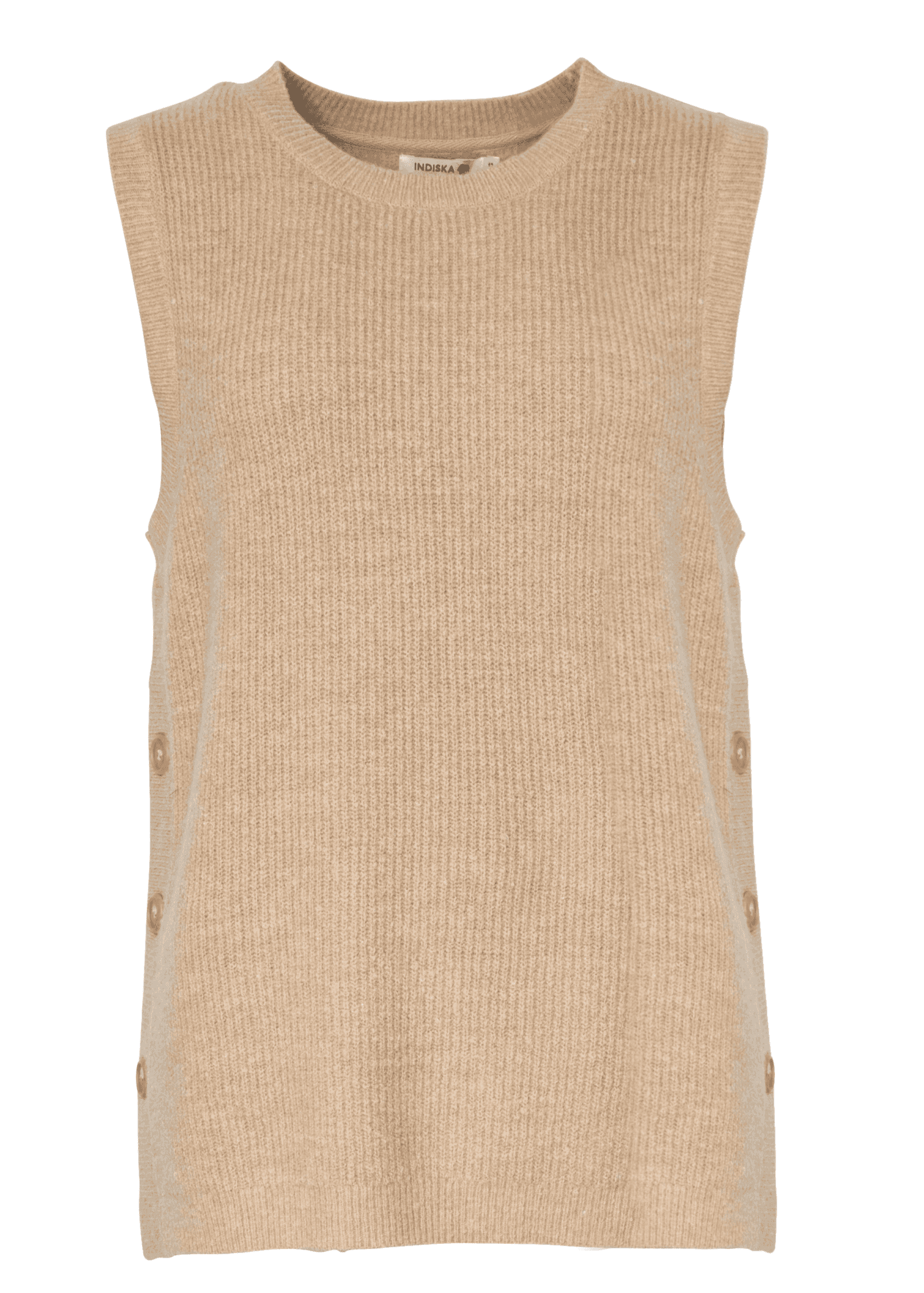 Ried Stickad väst med knäppning - Beige 1 - Indiska