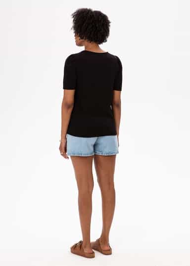 GWEN T-shirt med puffärm - Svart 2 - Indiska