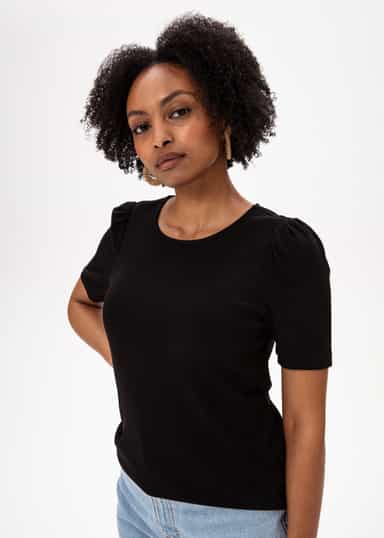 GWEN T-shirt med puffärm - Svart 1 - Indiska