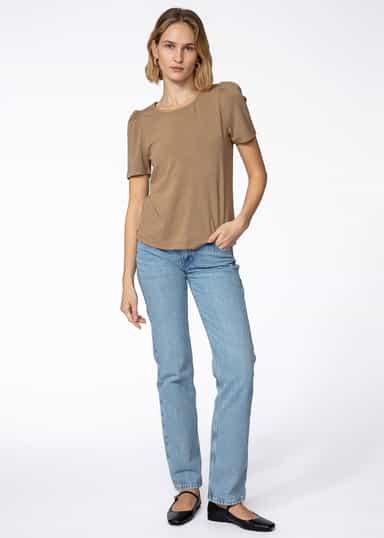GWEN yksivärinen jersey-yläosa - Beige 3 - Indiska