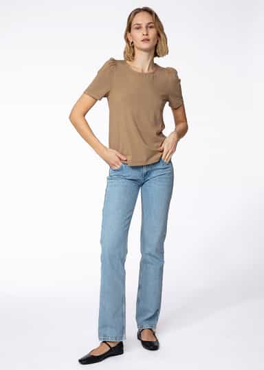 GWEN yksivärinen jersey-yläosa - Beige 2 - Indiska