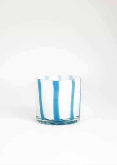 STRIPE Ljuslykta i glas - Vit 1 - Indiska