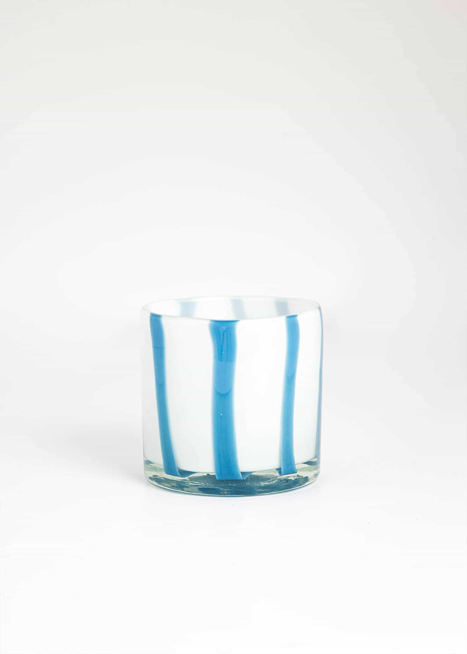 STRIPE Ljuslykta i glas - Vit 1 - Indiska