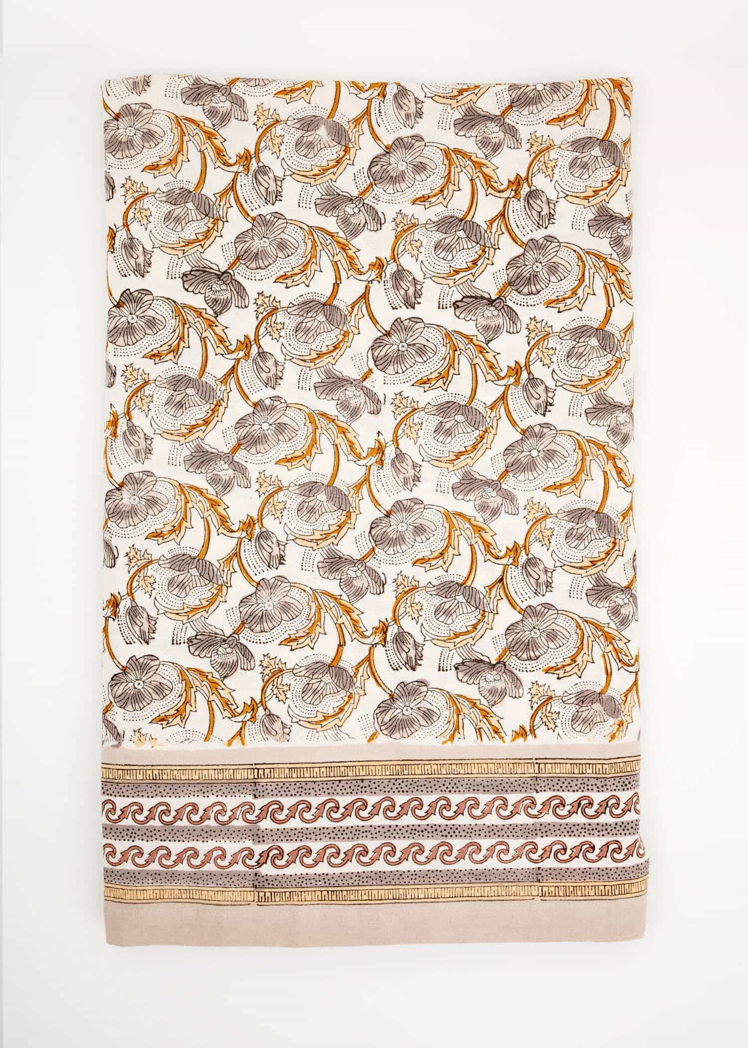 VINY Blocktryckt duk - Beige 1 - Indiska