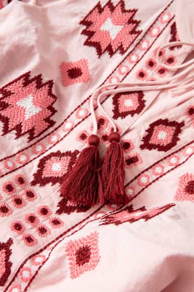 Asta Bomullsbluse med dusker - Rosa 3 - Indiska