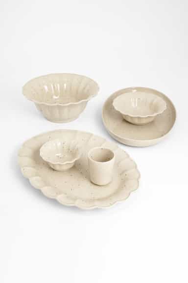 MATHILDA Serveringsfat i stengods - Off White 2 - Indiska